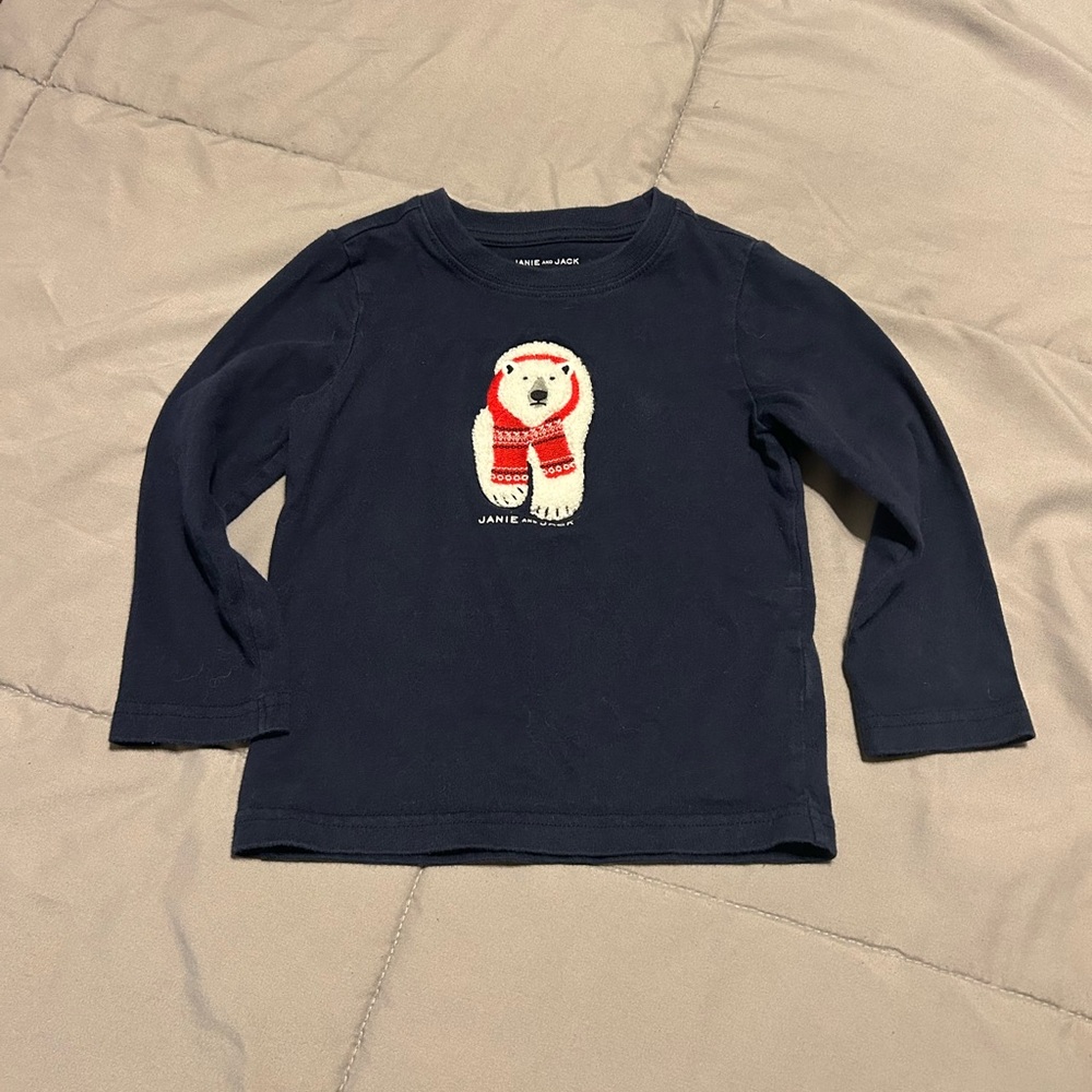 Janie and Jack Navy Blue Shirt with Polar Bear Design